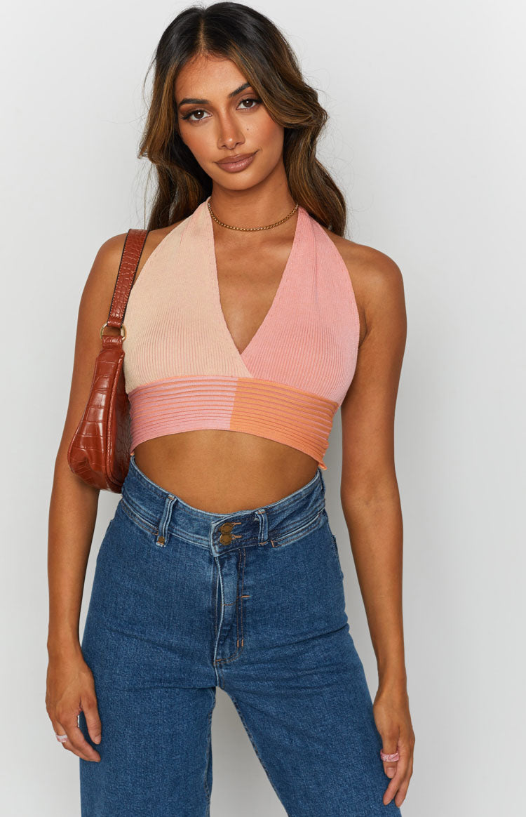 Kallie Halter Neck Top Pink