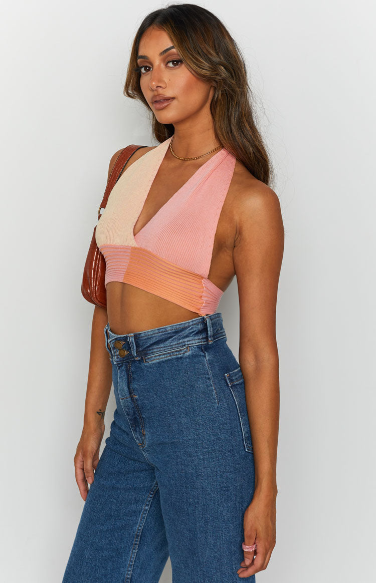 Kallie Halter Neck Top Pink