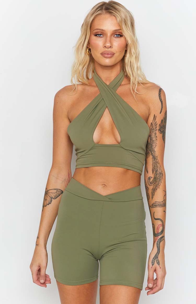 Lost City Crop Top Khaki