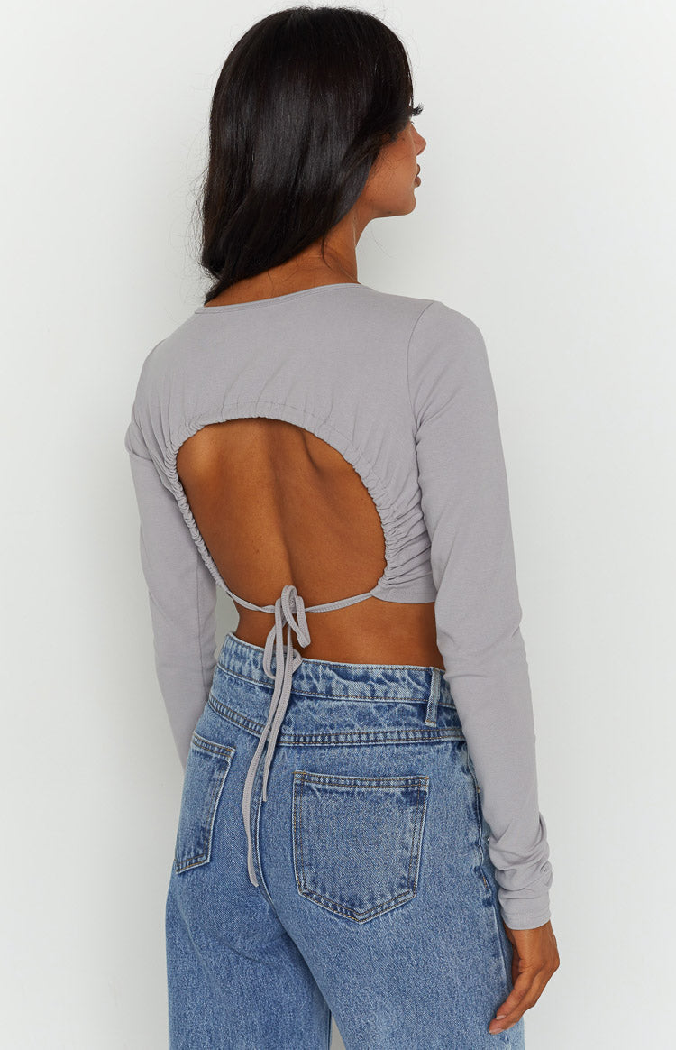 Milja Grey Open Back Top