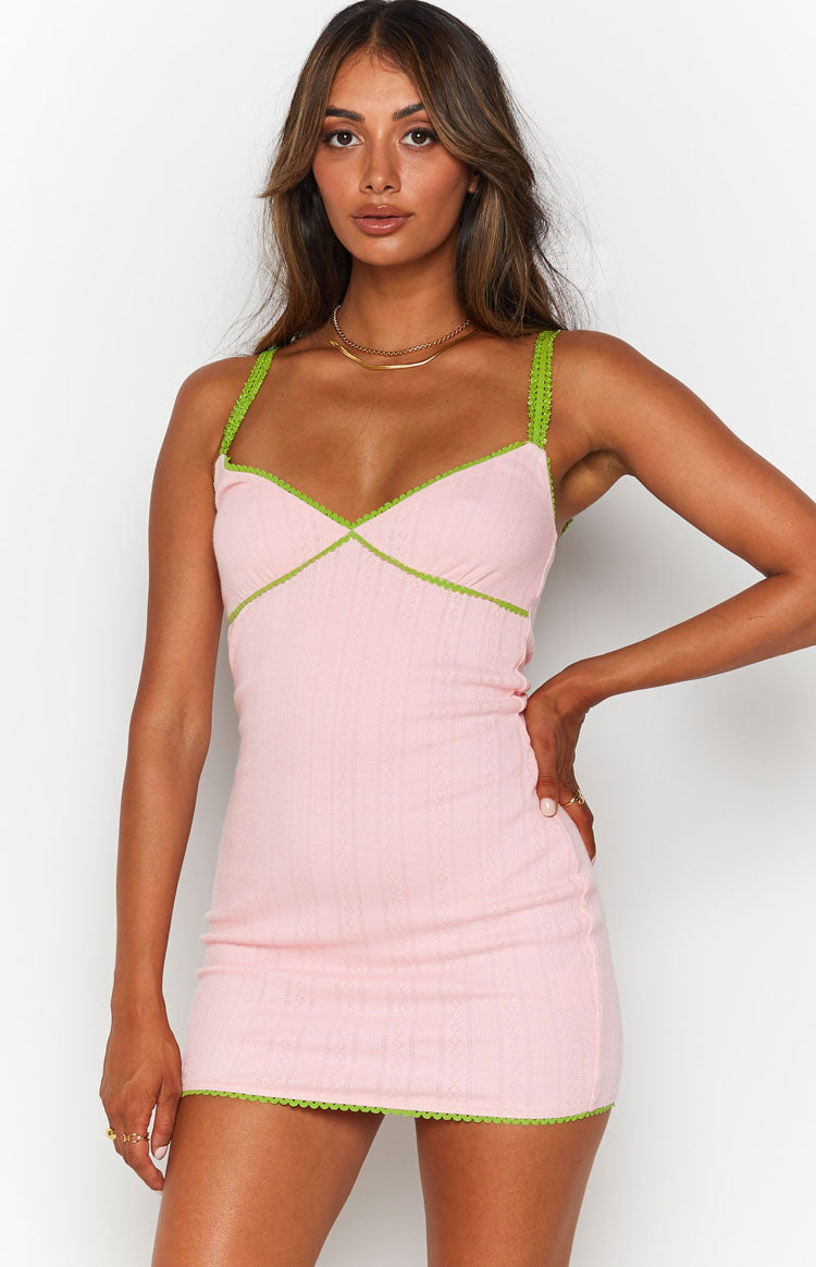 Nicole Rib Mini Dress Pink