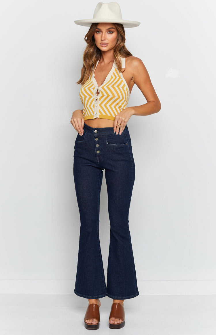 Suit Up Striped Crop Top Yellow